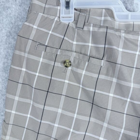 PGA Tour Shorts Mens 38 Tan Plaid Golf Shorts Pro Series 10” Inseam Lightweight - Picture 6 of 11